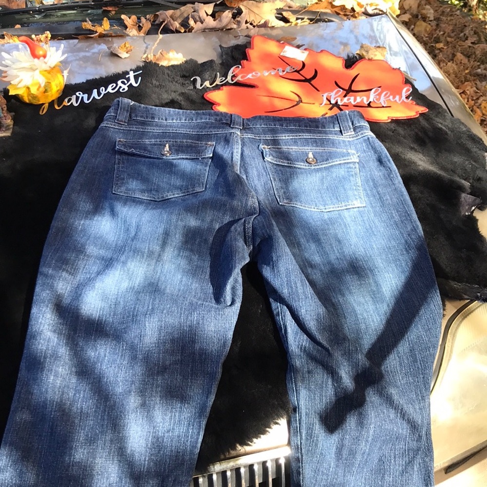 Lee Just Below the Waist Denim Blue Jean Capris Plus 16 Buttons at Hem